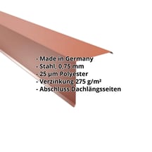 Ortgangwinkel | 200 x 200 mm | Stahl 0,75 mm | 25 µm Polyester | 8004 - Kupferbraun #2