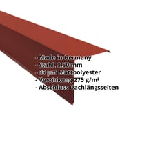 Ortgangwinkel | 200 x 200 mm | Stahl 0,50 mm | 35 µm Mattpolyester | 29 - Rot #2