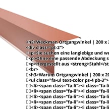 Ortgangwinkel | 200 x 200 mm | Stahl 0,50 mm | 60 µm Puramid | 8004 - Kupferbraun #2