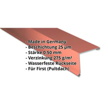 Pultabschluss | 115 x 115 mm | 80° | Stahl 0,50 mm | 25 µm Polyester | 8004 - Kupferbraun #2