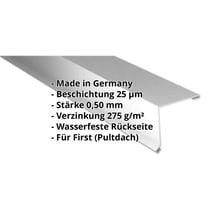 Pultabschluss | 115 x 115 mm | 80° | Stahl 0,50 mm | 25 µm Polyester | 9006 - Weißaluminium #2