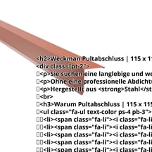 Pultabschluss | 115 x 115 mm | 80° | Stahl 0,50 mm | 60 µm TTHD | 8004 - Kupferbraun #2