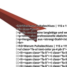 Pultabschluss | 115 x 115 mm | 85° | Stahl 0,50 mm | 35 µm Mattpolyester | 29 - Rot #2