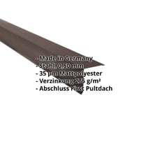 Pultabschluss | 115 x 115 mm | 85° | Stahl 0,50 mm | 35 µm Mattpolyester | 32 - Dunkelbraun #2
