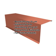 Pultabschluss | 150 x 150 x 2000 mm | 80° | Stahl 0,50 mm | 35 µm Mattpolyester | 750 - Ziegelrot #2