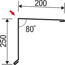 Pultabschluss | 200 x 250 mm | 80° | Stahl 0,50 mm | 25 µm Polyester | 1015 - Hellelfenbein #5