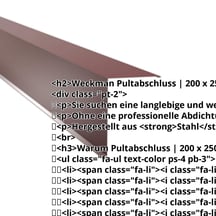 Pultabschluss | 200 x 250 mm | 80° | Stahl 0,50 mm | 25 µm Polyester | 3005 - Weinrot #2