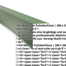 Pultabschluss | 200 x 250 mm | 80° | Stahl 0,50 mm | 25 µm Polyester | 6002 - Laubgrün #2