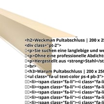 Pultabschluss | 200 x 250 mm | 80° | Stahl 0,63 mm | 25 µm Polyester | 1015 - Hellelfenbein #2