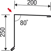 Pultabschluss | 200 x 250 mm | 80° | Stahl 0,63 mm | 25 µm Polyester | 1015 - Hellelfenbein #5