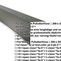 Pultabschluss | 200 x 250 mm | 80° | Stahl 0,63 mm | 25 µm Polyester | 6020 - Chromoxidgrün #2