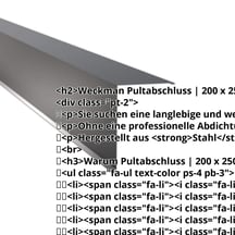 Pultabschluss | 200 x 250 mm | 80° | Stahl 0,63 mm | 25 µm Polyester | 7016 - Anthrazitgrau #2