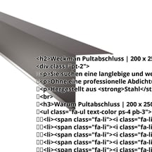 Pultabschluss | 200 x 250 mm | 80° | Stahl 0,63 mm | 25 µm Polyester | 8017 - Schokoladenbraun #2