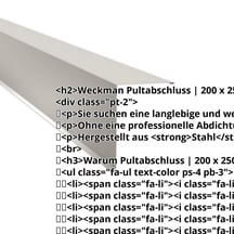 Pultabschluss | 200 x 250 mm | 80° | Stahl 0,63 mm | 25 µm Polyester | 9002 - Grauweiß #2