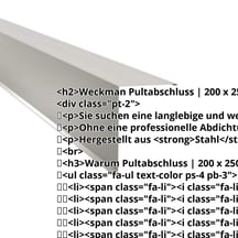 Pultabschluss | 200 x 250 mm | 80° | Stahl 0,63 mm | 25 µm Polyester | 9006 - Weißaluminium #2