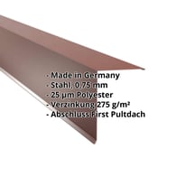 Pultabschluss | 200 x 250 mm | 80° | Stahl 0,75 mm | 25 µm Polyester | 8012 - Rotbraun #2