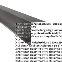 Pultabschluss | 200 x 250 mm | 80° | Stahl 0,50 mm | 35 µm Mattpolyester | 23 - Dunkelgrau #2