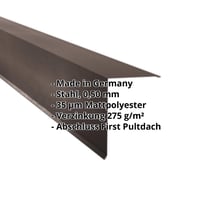 Pultabschluss | 200 x 250 mm | 80° | Stahl 0,50 mm | 35 µm Mattpolyester | 32 - Dunkelbraun #2