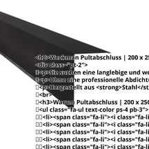 Pultabschluss | 200 x 250 mm | 80° | Stahl 0,50 mm | 35 µm Mattpolyester | 33 - Schwarz #2