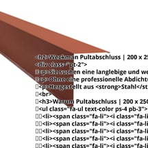 Pultabschluss | 200 x 250 mm | 80° | Stahl 0,50 mm | 35 µm Mattpolyester | 75 - Ziegelrot #2