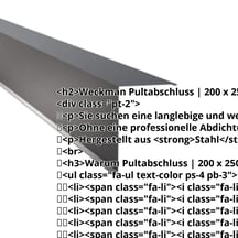 Pultabschluss | 200 x 250 mm | 80° | Stahl 0,50 mm | 60 µm TTHD | 7016 - Anthrazitgrau #2