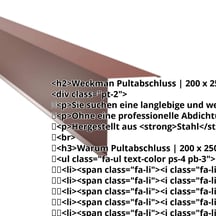 Pultabschluss | 200 x 250 mm | 80° | Stahl 0,50 mm | 60 µm TTHD | 8012 - Rotbraun #2