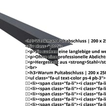 Pultabschluss | 200 x 250 mm | 80° | Stahl 0,50 mm | 80 µm Shimoco | 7016 - Anthrazitgrau #2