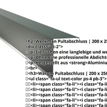 Pultabschluss | 200 x 250 mm | 80° | Aluminium 0,70 mm | 25 µm Polyester | 6005 - Moosgrün #2