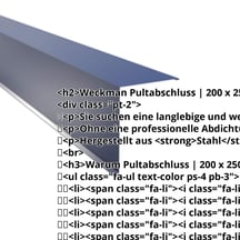 Pultabschluss | 200 x 250 mm | 85° | Stahl 0,50 mm | 25 µm Polyester | 5010 - Enzianblau #2