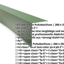 Pultabschluss | 200 x 250 mm | 85° | Stahl 0,50 mm | 25 µm Polyester | 6002 - Laubgrün #2