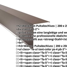 Pultabschluss | 200 x 250 mm | 85° | Stahl 0,50 mm | 25 µm Polyester | 8011 - Nussbraun #2