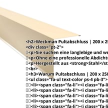 Pultabschluss | 200 x 250 mm | 85° | Stahl 0,63 mm | 25 µm Polyester | 1015 - Hellelfenbein #2