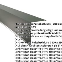 Pultabschluss | 200 x 250 mm | 85° | Stahl 0,63 mm | 25 µm Polyester | 6020 - Chromoxidgrün #2