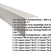 Pultabschluss | 200 x 250 mm | 85° | Stahl 0,63 mm | 25 µm Polyester | 9002 - Grauweiß #2