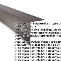 Pultabschluss | 200 x 250 mm | 85° | Stahl 0,75 mm | 25 µm Polyester | 8017 - Schokoladenbraun #2