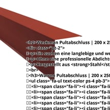 Pultabschluss | 200 x 250 mm | 85° | Stahl 0,50 mm | 35 µm Mattpolyester | 29 - Rot #2