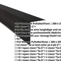 Pultabschluss | 200 x 250 mm | 85° | Stahl 0,50 mm | 35 µm Mattpolyester | 33 - Schwarz #2