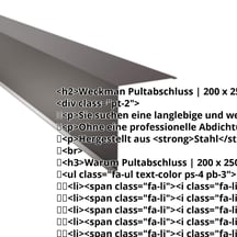 Pultabschluss | 200 x 250 mm | 85° | Stahl 0,50 mm | 60 µm TTHD | 8017 - Schokoladenbraun #2