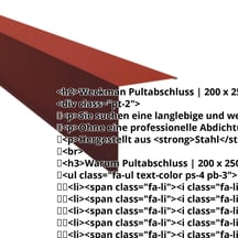 Pultabschluss | 200 x 250 mm | 85° | Stahl 0,50 mm | 80 µm Shimoco | 3009 - Oxidrot #2