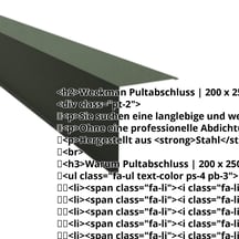 Pultabschluss | 200 x 250 mm | 85° | Stahl 0,50 mm | 80 µm Shimoco | 6020 - Chromoxidgrün #2