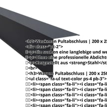 Pultabschluss | 200 x 250 mm | 85° | Stahl 0,50 mm | 80 µm Shimoco | 7016 - Anthrazitgrau #2