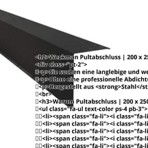 Pultabschluss | 200 x 250 mm | 85° | Stahl 0,50 mm | 80 µm Shimoco | 9005 - Tiefschwarz #2