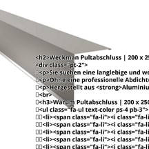 Pultabschluss | 200 x 250 mm | 85° | Aluminium 0,70 mm | 25 µm Polyester | 9007 - Graualuminium #2