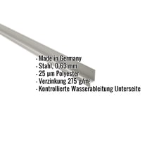 Sockelleiste | 5 x 2,5 x 2 cm | 100° | Stahl 0,63 mm | 25 µm Polyester | 9006 - Weißaluminium #2