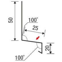 Sockelleiste | 50 x 25 x 20 mm | 100° | Stahl 0,50 mm | 25 µm Polyester | 3005 - Weinrot #5