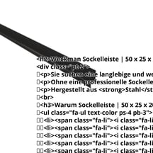 Sockelleiste | 50 x 25 x 20 mm | 100° | Stahl 0,50 mm | 80 µm Shimoco | 9005 - Tiefschwarz #2