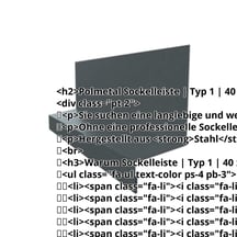 Sockelleiste | Typ 1 | 40 x 24 x 25 x 2000 mm | Stahl 0,75 mm | 50 µm PURLAK® | 7016 - Anthrazitgrau #2