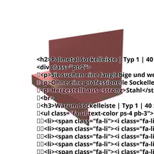 Sockelleiste | Typ 1 | 40 x 24 x 25 x 2000 mm | Stahl 0,75 mm | 50 µm PURLAK® | 8012 - Rotbraun #2