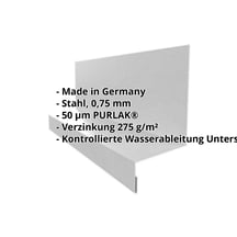 Sockelleiste | Typ 1 | 40 x 24 x 25 x 2000 mm | Stahl 0,75 mm | 50 µm PURLAK® | 9006 - Weißaluminium #2