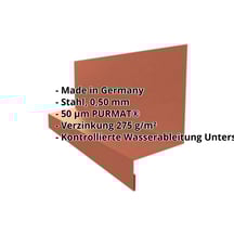 Sockelleiste | Typ 1 | 40 x 24 x 25 x 2000 mm | Stahl 0,50 mm | 50 µm PURMAT® | 750 - Ziegelrot #2